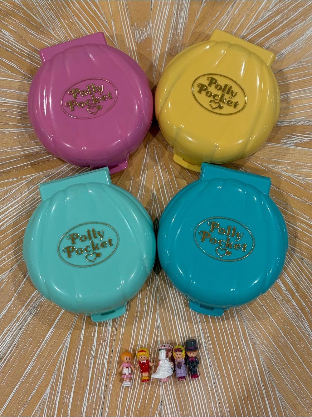 1989 Lot of 4 Polly Pockets: Beach Party, Bridesmaid, Beach House, Polly’s Cafe